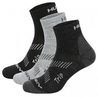 HUSKY Trip Socks 3Pack, černá/světle šedá/tmavě šedá