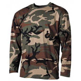 MFH tričko s dlouhým rukávem vzor woodland, 160g/m2