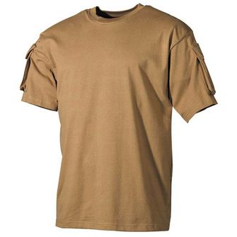 MFH US Coyote tričko s velcro kapsami na rukávech, 170g/m2