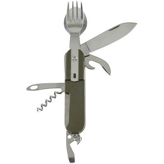 MFH Kapesní nůž s vidličkou a lžící, zelený