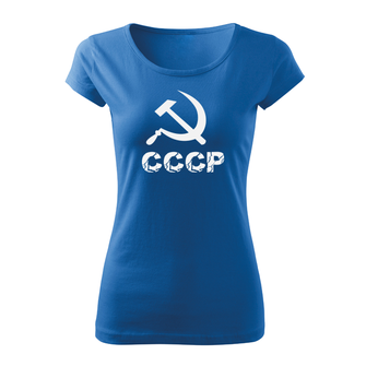 DRAGOWA dámské krátké tričko cccp, modrá 150g/m2
