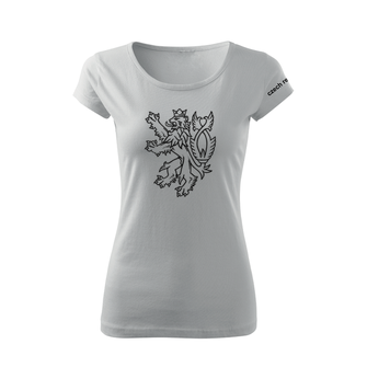 DRAGOWA dámské krátké tričko český lev, bílá 150g/m2