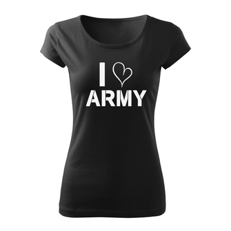 DRAGOWA dámské krátké tričko i love army, černá 150g/m2