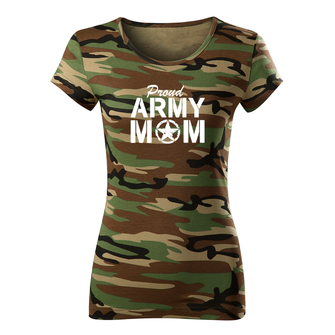 DRAGOWA dámské krátké tričko army mom, maskáčová 150g/m2