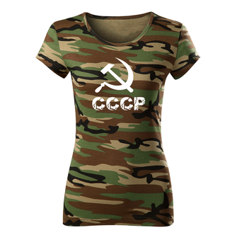 DRAGOWA dámské krátké tričko cccp, maskáčová 150g/m2