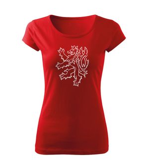 DRAGOWA dámské tričko český lev,  červená 150g/m2