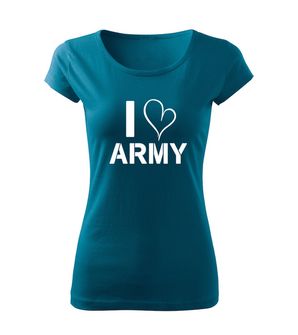 DRAGOWA dámské tričko i love army, petrol blue  150g/m2