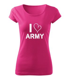 DRAGOWA dámské tričko I love army, růžová  150g/m2