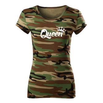 DRAGOWA dámské krátké tričko queen, maskáčová 150g/m2