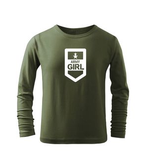 DRAGOWA Dětské dlhé tričko Army girl, olivová