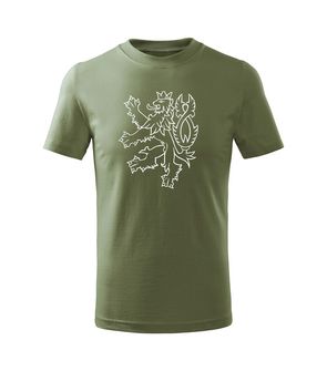 DRAGOWA Dětské krátké tričko Český lev, olivová