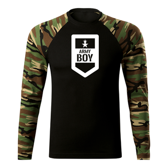 DRAGOWA Fit-T tričko s dlouhým rukávem army boy, woodland 160g / m2