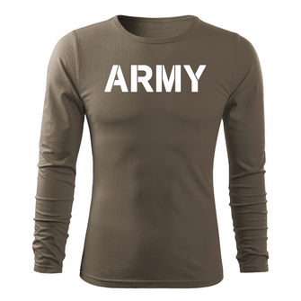 DRAGOWA Fit-T tričko s dlouhým rukávem army, olivová 160g/m2