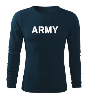 DRAGOWA Fit-T tričko s dlouhým rukávem army, tmavě modrá 160g / m2
