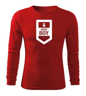 DRAGOWA Fit-T tričko s dlouhým rukávem army boy, červená 160g / m2
