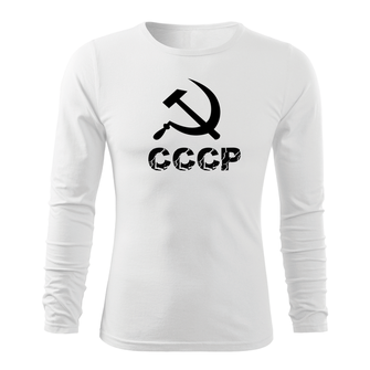 DRAGOWA Fit-T tričko s dlouhým rukávem cccp, bílá 160g / m2