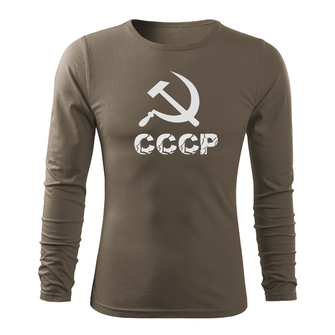 DRAGOWA Fit-T tričko s dlouhým rukávem cccp, olivová 160g / m2