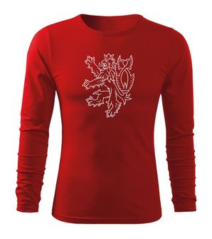 DRAGOWA Fit-T tričko s dlouhým rukávem český lev, červená 160g / m2