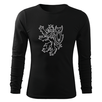 DRAGOWA Fit-T tričko s dlouhým rukávem český lev, černá 160g/m2