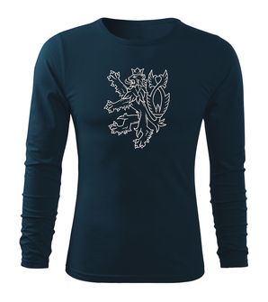 DRAGOWA Fit-T tričko s dlouhým rukávem český lev, tmavě modrá 160g / m2