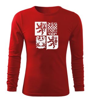 DRAGOWA Fit-T tričko s dlouhým rukávem český velký znak, červená 160g / m2