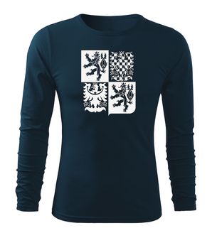 DRAGOWA Fit-T tričko s dlouhým rukávem český velký znak, tmavě modrá 160g / m2