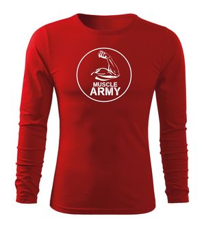 DRAGOWA Fit-T tričko s dlouhým rukávem muscle army biceps, červená 160g / m2