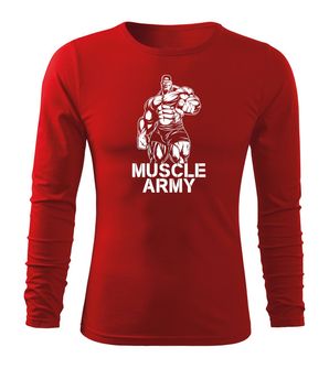 DRAGOWA Fit-T tričko s dlouhým rukávem muscle army man, červená 160g / m2