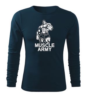 DRAGOWA Fit-T tričko s dlouhým rukávem muscle army man, tmavě modrá 160g / m2