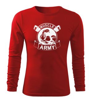 DRAGOWA Fit-T tričko s dlouhým rukávem muscle army original, červená 160g / m2