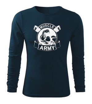 DRAGOWA Fit-T tričko s dlouhým rukávem muscle army original, tmavě modrá 160g / m2