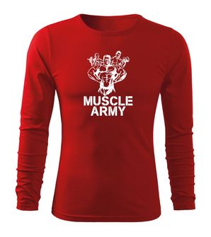 DRAGOWA Fit-T tričko s dlouhým rukávem muscle army team, červená 160g / m2