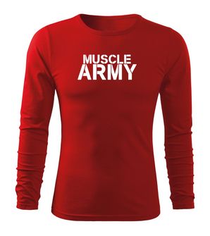 DRAGOWA Fit-T tričko s dlouhým rukávem muscle army, červená 160g / m2
