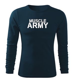 DRAGOWA Fit-T tričko s dlouhým rukávem muscle army, tmavě modrá 160g / m2