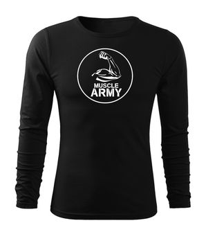 DRAGOWA Fit-T tričko s dlouhým rukávem muscle army biceps, černá 160g / m2