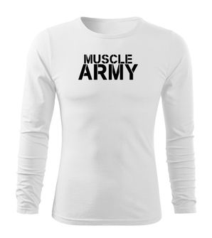 DRAGOWA Fit-T tričko s dlouhým rukávem muscle army, bílá 160g / m2