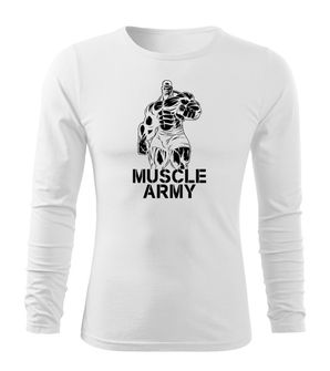 DRAGOWA Fit-T tričko s dlouhým rukávem muscle army man, bílá 160g / m2