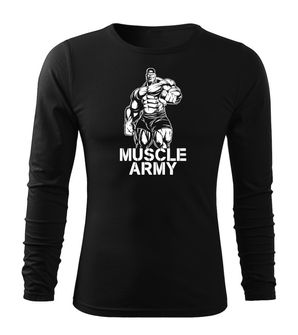 DRAGOWA Fit-T tričko s dlouhým rukávem muscle army man, černá 160g / m2
