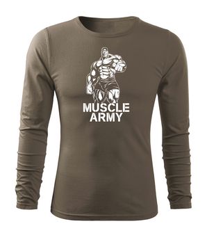 DRAGOWA Fit-T tričko s dlouhým rukávem muscle army man, olivová 160g / m2