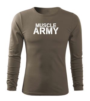 DRAGOWA Fit-T tričko s dlouhým rukávem muscle army, olivová 160g / m2