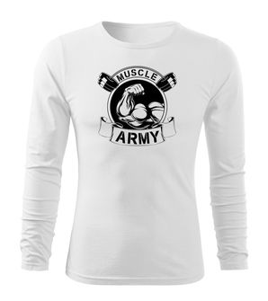 DRAGOWA Fit-T tričko s dlouhým rukávem muscle army original, bílá 160g / m2