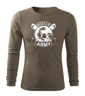 DRAGOWA Fit-T tričko s dlouhým rukávem muscle army original, olivová 160g / m2