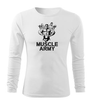 DRAGOWA Fit-T tričko s dlouhým rukávem muscle army team, bílá 160g / m2