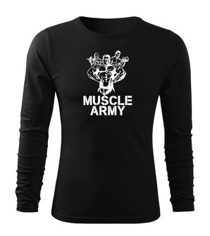 DRAGOWA Fit-T tričko s dlouhým rukávem muscle army team, černá 160g / m2