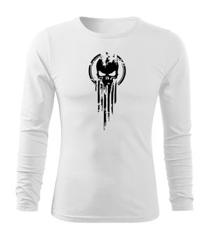 DRAGOWA Fit-T tričko s dlouhým rukávem skull, bílá 160g / m2