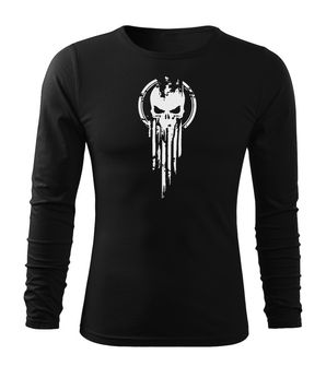 DRAGOWA Fit-T tričko s dlouhým rukávem skull, černá 160g / m2