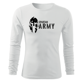 DRAGOWA Fit-T tričko s dlouhým rukávem spartan army, bílá 160g/m2