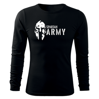 DRAGOWA Fit-T tričko s dlouhým rukávem spartan army, černá 160g / m2