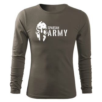 DRAGOWA Fit-T tričko s dlouhým rukávem spartan army, olivová 160g/m2