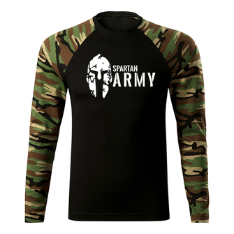 DRAGOWA Fit-T tričko s dlouhým rukávem spartan army, woodland 160g / m2